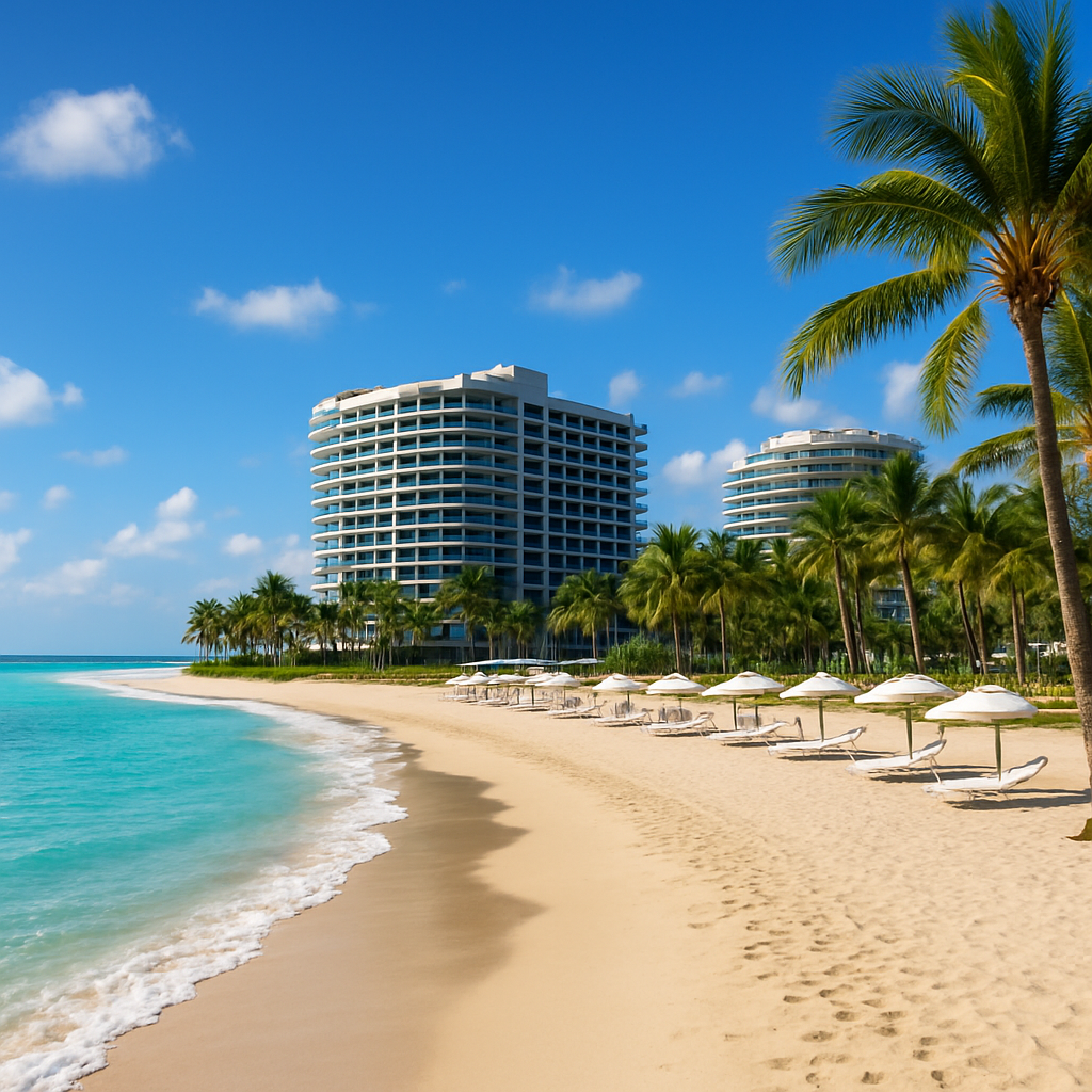 Bal Harbour Florida upscale beach with luxury resorts and palm trees - BlackRide luxury car service