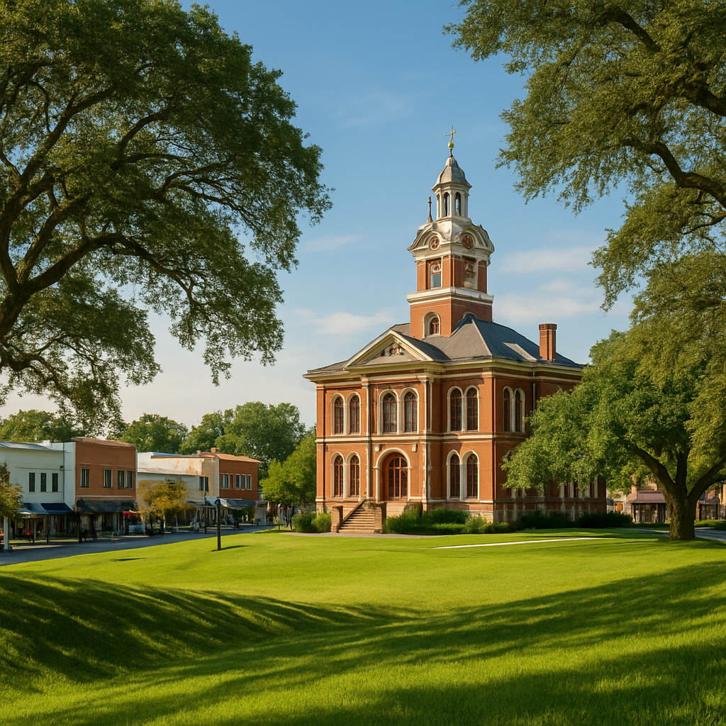 Brooksville Florida historic downtown with rolling green hills - BlackRide luxury car service