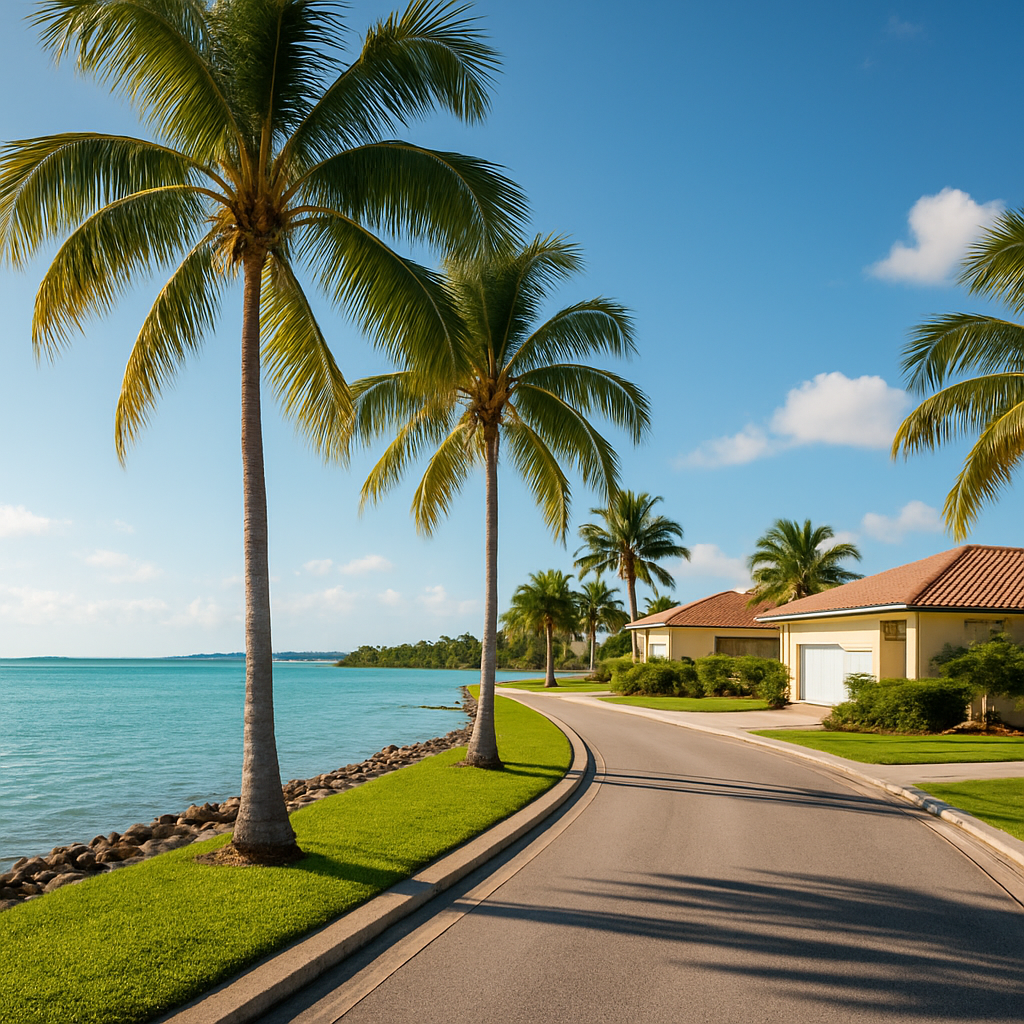 Cutler Bay Florida coastal suburban community near Biscayne National Park with palm trees - BlackRide luxury car service