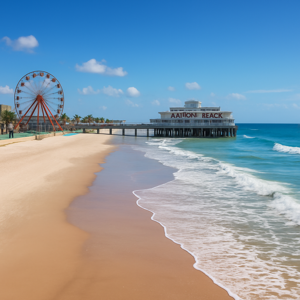 Daytona Beach Florida wide sandy beach with iconic boardwalk and pier - BlackRide luxury car service