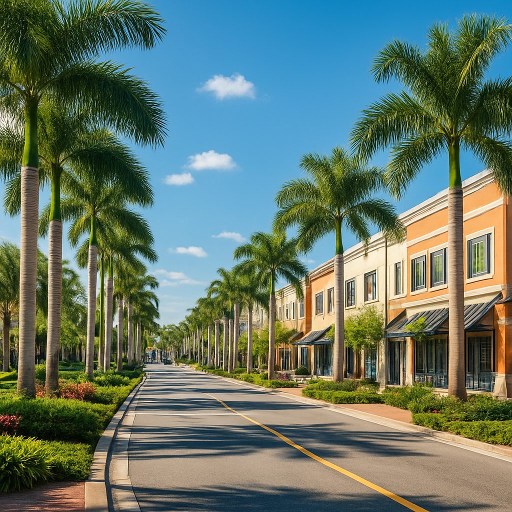 Kendall Florida lush suburban community with palm-lined boulevards - BlackRide luxury car service