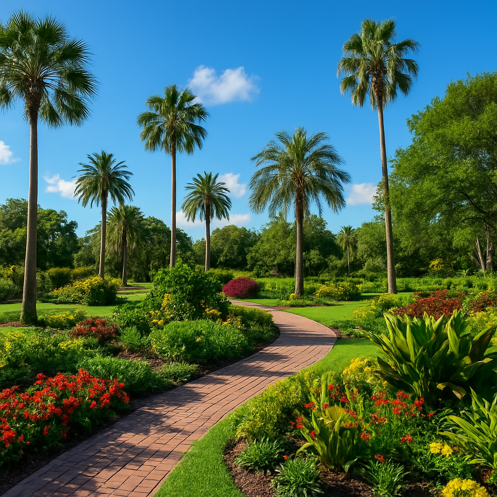 Largo Florida central park botanical gardens with palm trees - BlackRide luxury car service