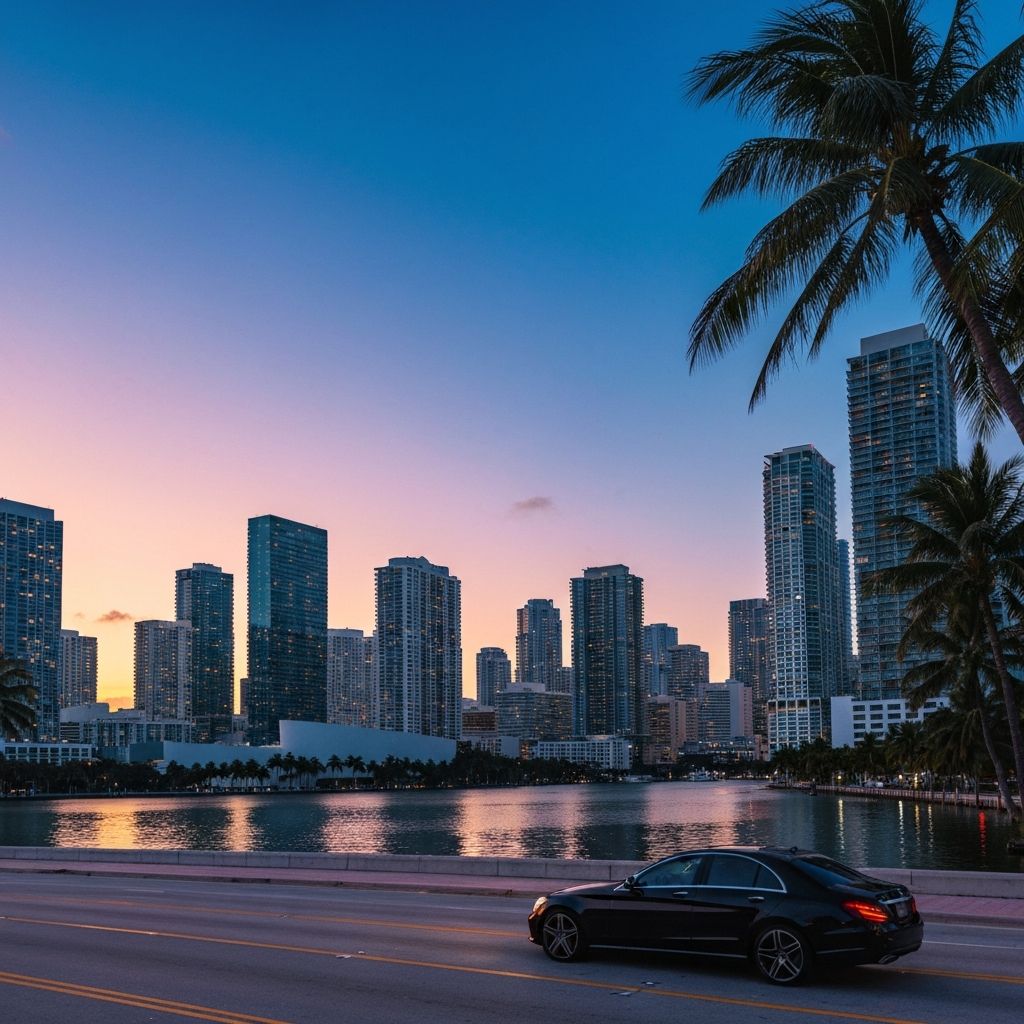Downtown Miami Florida Brickell skyline - BlackRide luxury car service