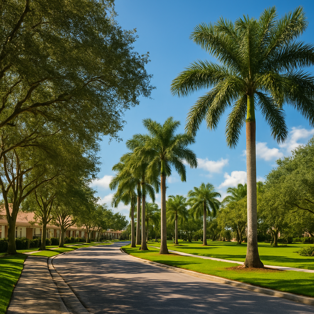 Plantation Florida leafy suburban community with tree-lined boulevards - BlackRide luxury car service