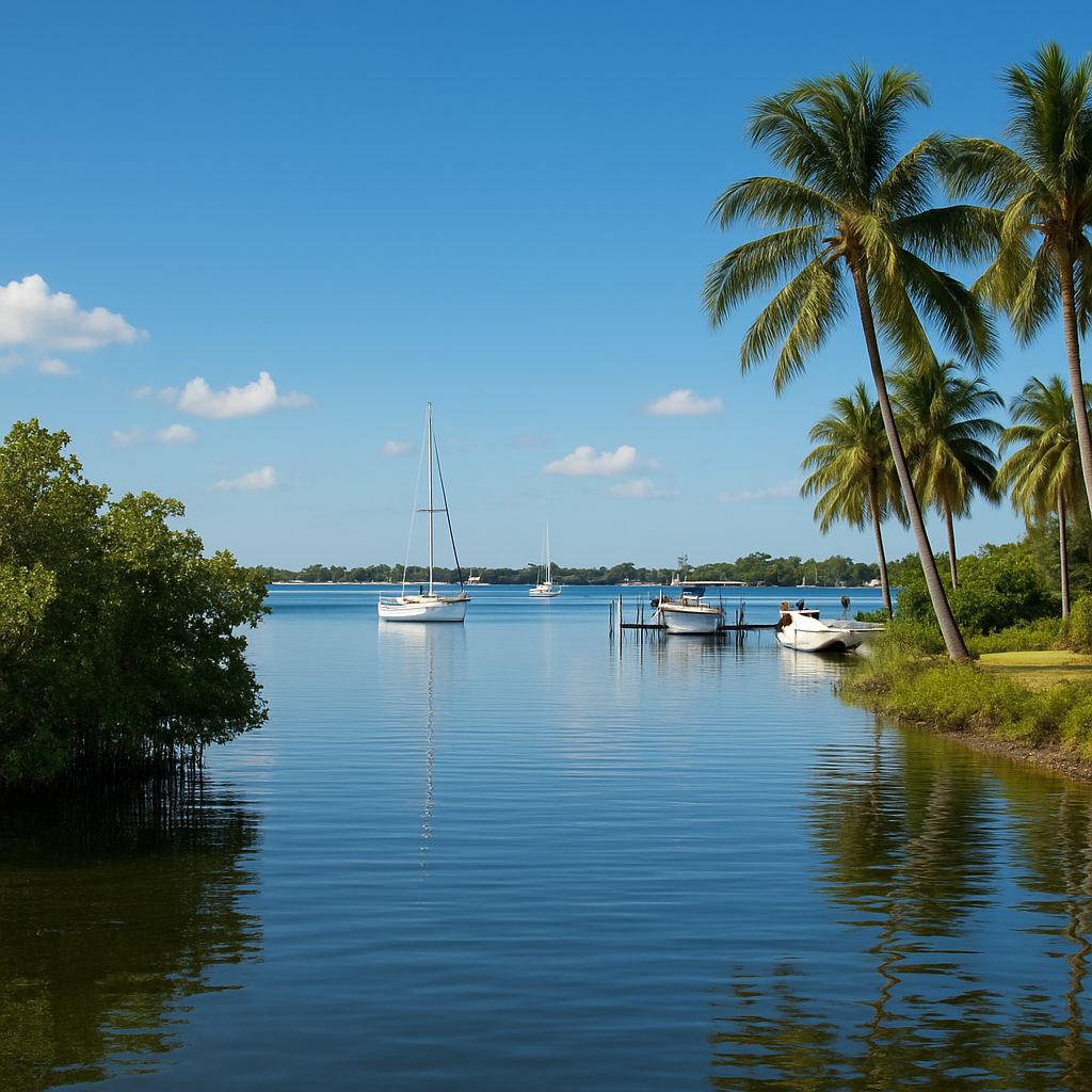 Port Charlotte Florida Charlotte Harbor waterfront with mangroves and palm trees - BlackRide luxury car service