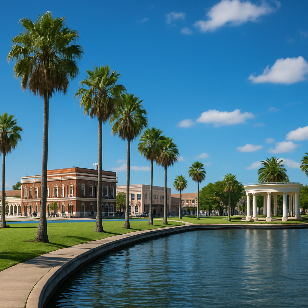 Sebring Florida Lake Jackson waterfront with palm trees and historic circle downtown - BlackRide luxury car service