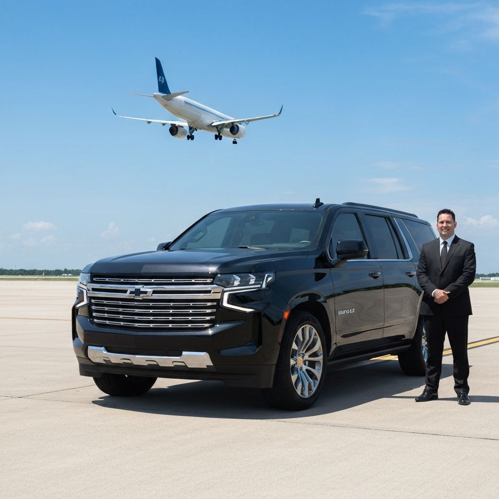 Luxury black car airport transfer service at Tampa International Airport TPA