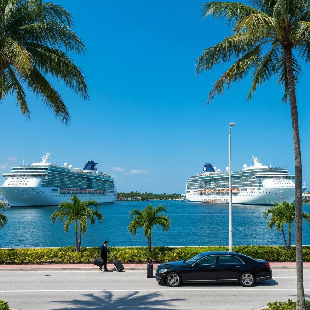 BlackRide luxury black car service at Port Everglades cruise terminal in Fort Lauderdale, Florida